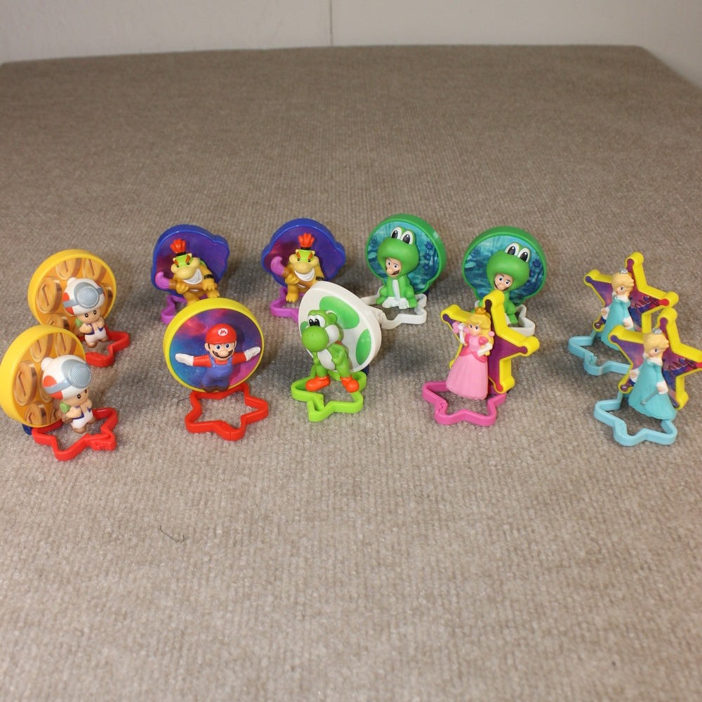 McDonalds Super Mario Happy Meal Toy Lot 11pc Mario Peach‎ Rosalina Yoshi Toad